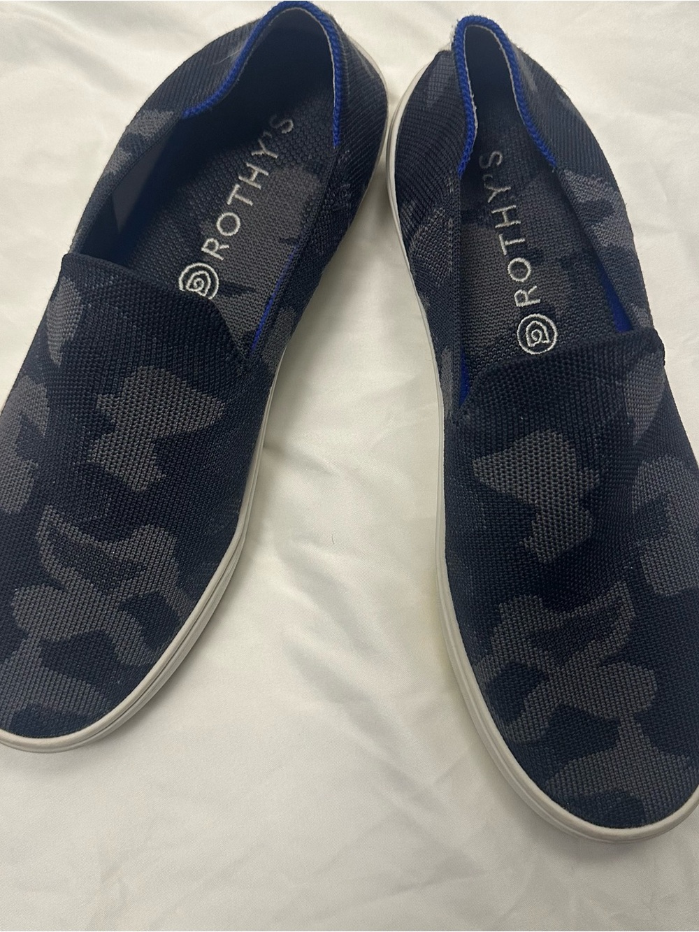 Rothy's Black Gray Camo Knit Slip-On Sneakers 9.5